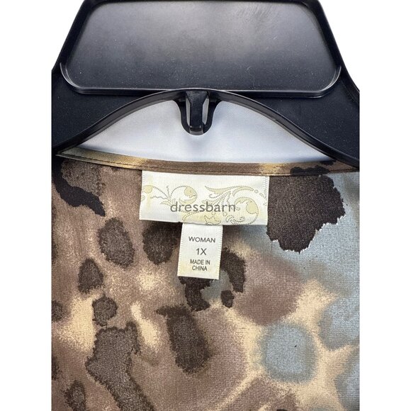 Dressbarn Plus Size 1X Embellished Sheer Animal Print Blouse Chiffon Tunic Top - Picture 3 of 7